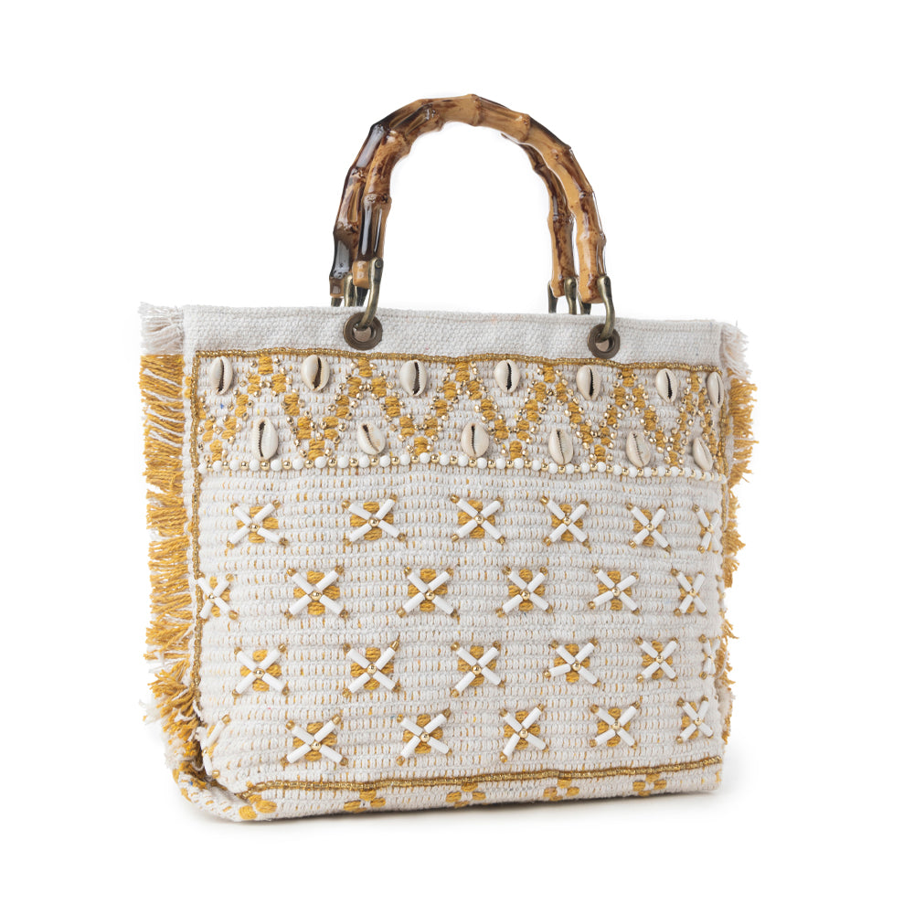 Sunset Creek Embroidered Small Bag in Coastal White
