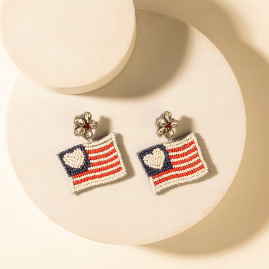 Liberty Range Flag Earrings in Prairie White