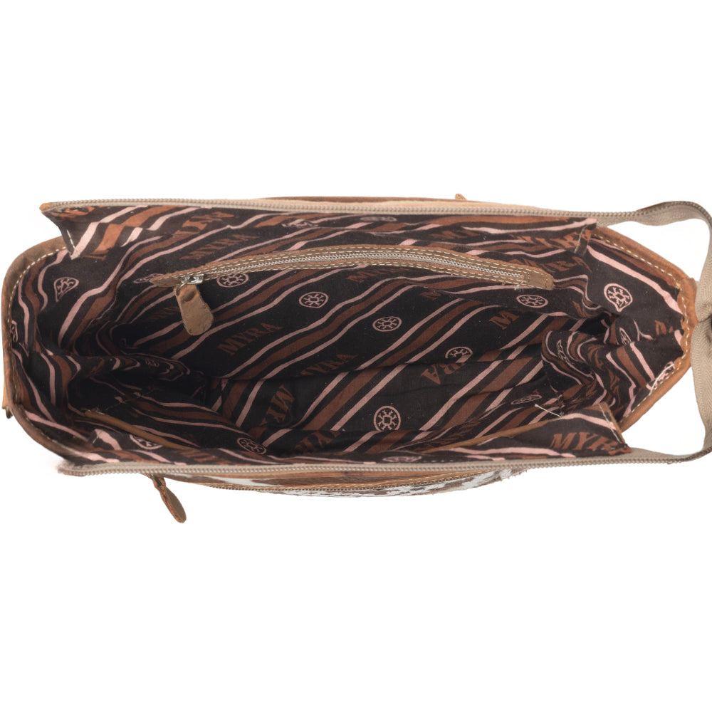 Myra Diamondback Trail Western Shoulder Bag for Women in Brown with Rug details