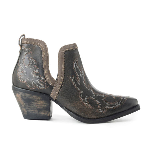 Emmie Faye Stitched Ankle Boots for Women - Western Mid-Heel, Pointed Toe Cowgirl Booties
