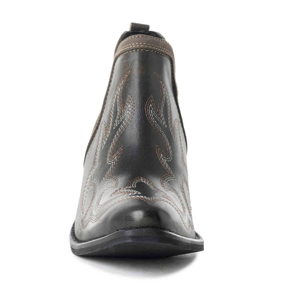 Emmie Faye Stitched Ankle Boots for Women - Western Mid-Heel, Pointed Toe Cowgirl Booties