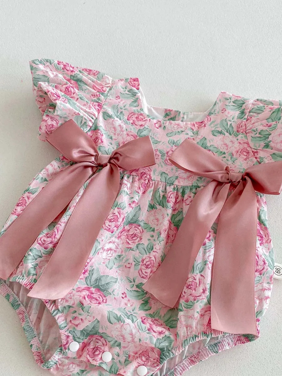Floral Puff Sleeve Romper Set