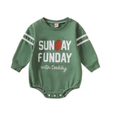 Baby Boys Girls Bodysuit Romper Football Letter Print Crew Neck Long Sleeve Jumpsuits