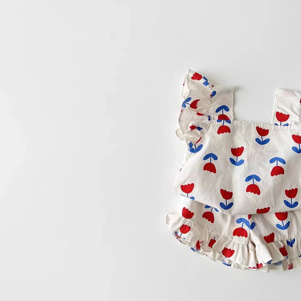 Red Flower Print Set