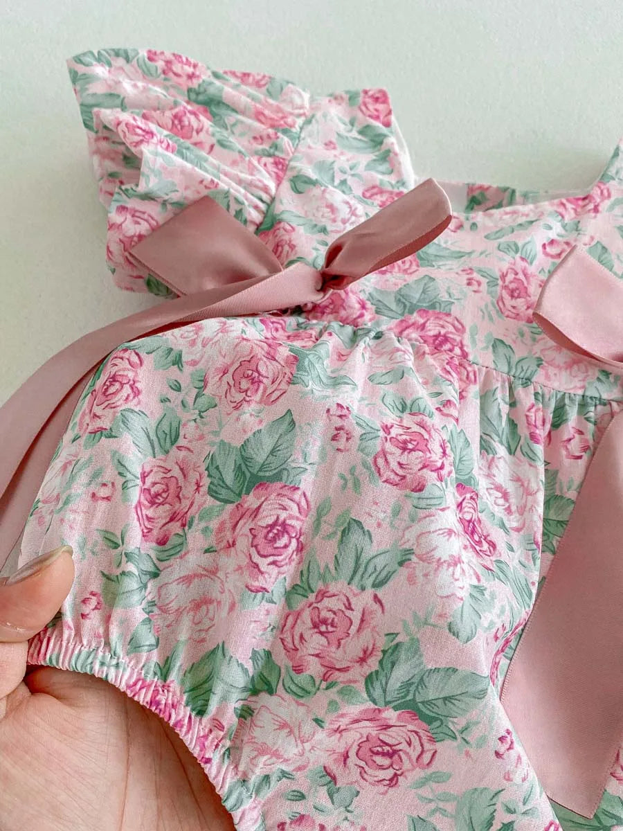 Floral Puff Sleeve Romper Set