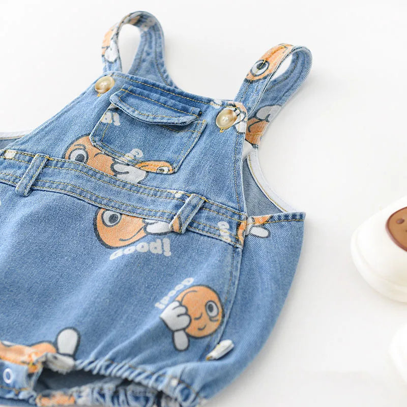 Denim Emoji Romper and Hat Set