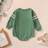 Baby Boys Girls Bodysuit Romper Football Letter Print Crew Neck Long Sleeve Jumpsuits