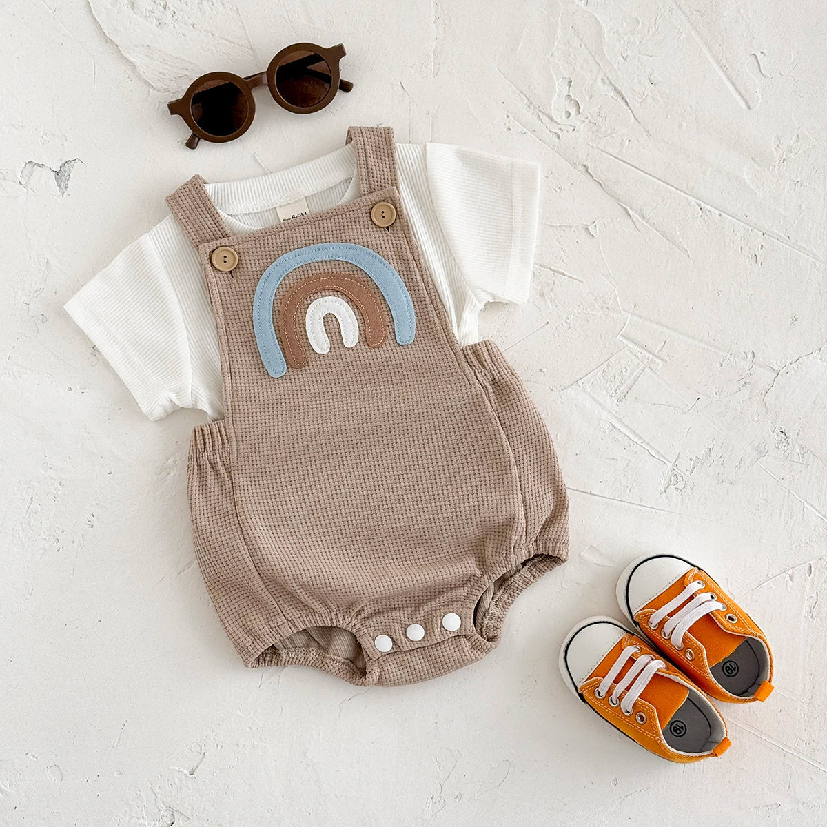 Waffle Rainbow Romper Set