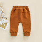 Boys Joggers Elastic Waist Adjustable Drawstring Solid Loose Fit Long Pants Baby and Toddler