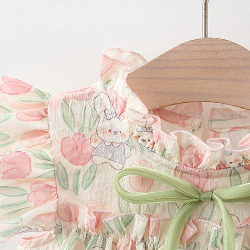 Floral Tulip Fly Sleeve Dress