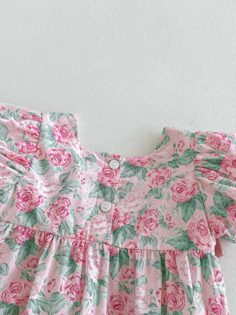 Floral Puff Sleeve Romper Set