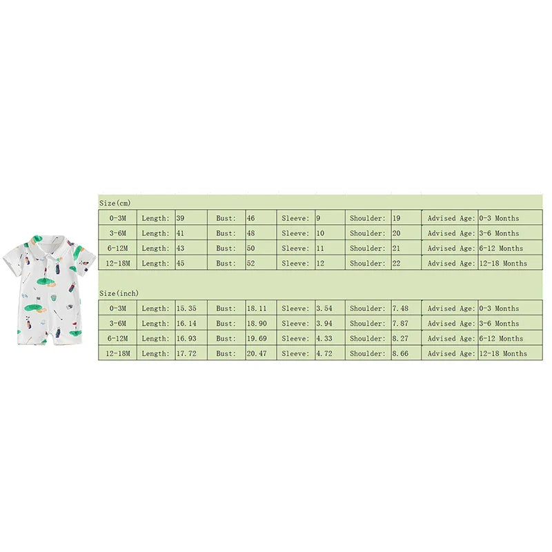 Baby Boy Girl Golf Romper Half Button-up Lapel Neck Short Sleeve Jumpsuit Summer Clothes