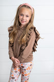 Chocolate Floral Ruffle Sweater Pant Set