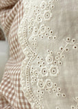 Sophia Gingham Lace Washed Cotton Bedding Set / Brown