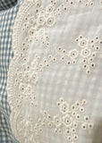 Sophia Gingham Lace Washed Cotton Bedding Set / Brown
