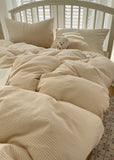 Sophia Gingham Lace Washed Cotton Bedding Set / Brown