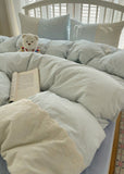Sophia Gingham Lace Washed Cotton Bedding Set / Brown