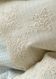 Sophia Gingham Lace Washed Cotton Bedding Set / Brown
