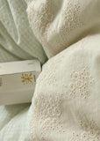 Sophia Gingham Lace Washed Cotton Bedding Set / Brown