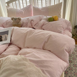 Sophia Gingham Lace Washed Cotton Bedding Set / Brown