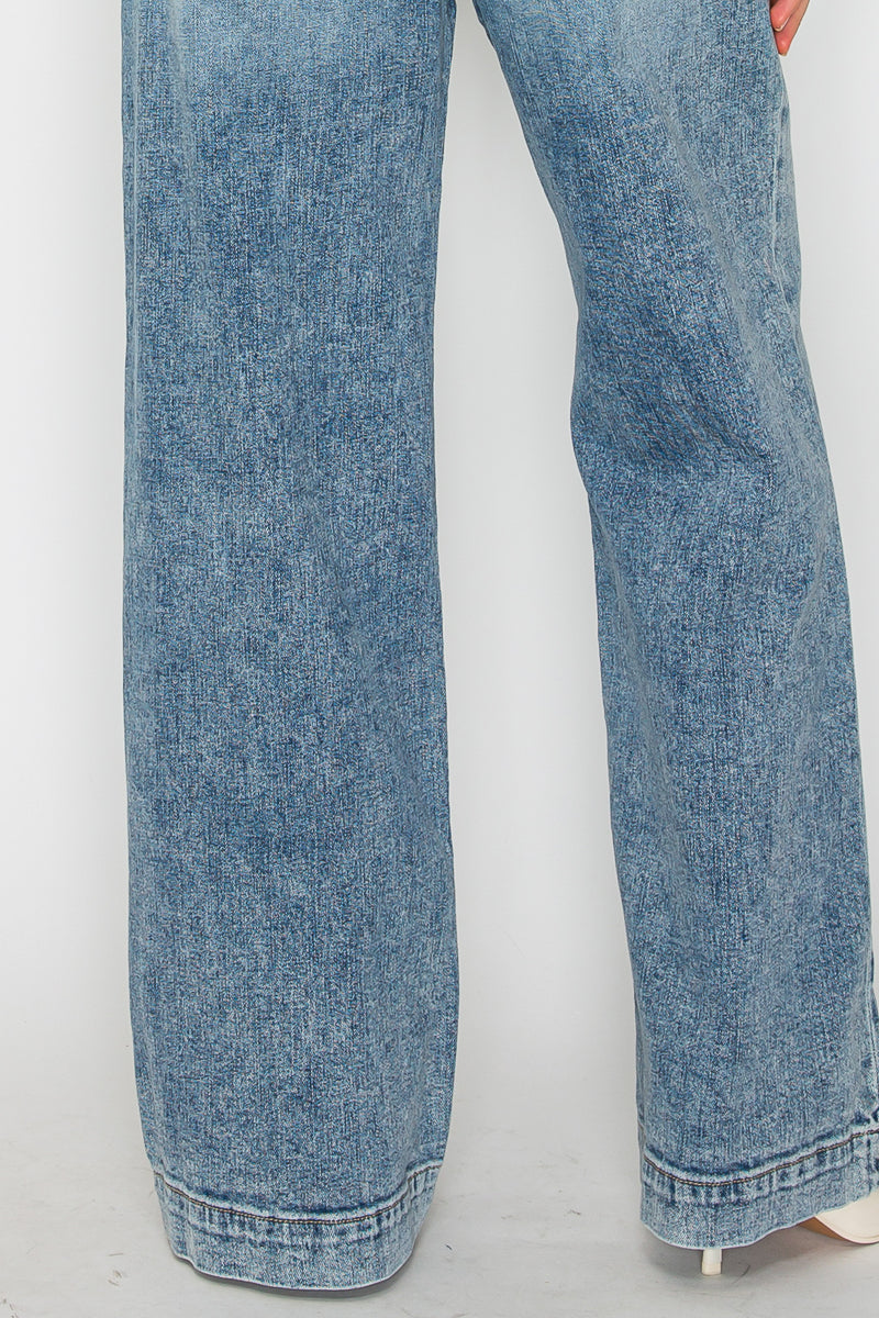 AT2082WDAC Adjustable Waistband High Rise Baggy Wide Jeans