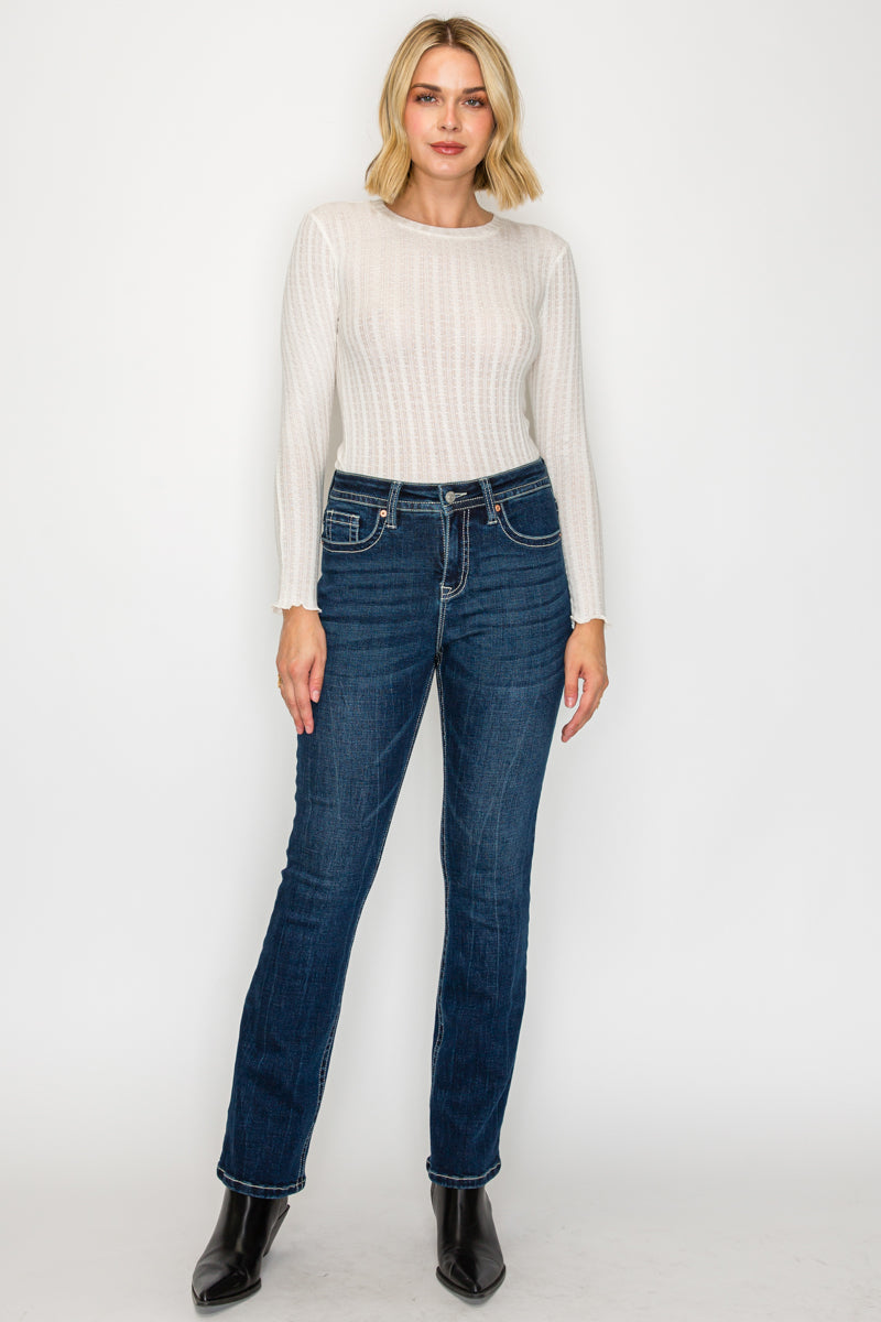 AT2106BTDT - TUMMY CONTROL HIGH RISE SLIM FLARE JEANS  *Signature*