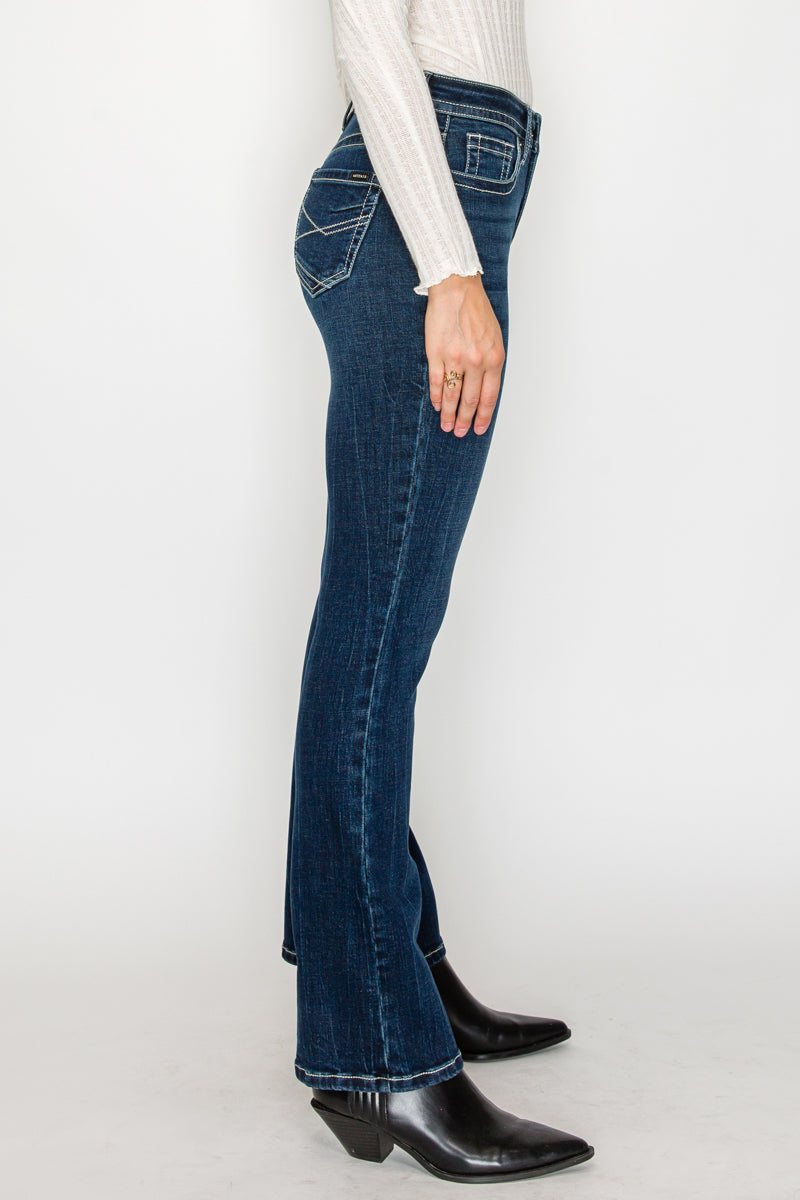 AT2106BTDT - TUMMY CONTROL HIGH RISE SLIM FLARE JEANS  *Signature*