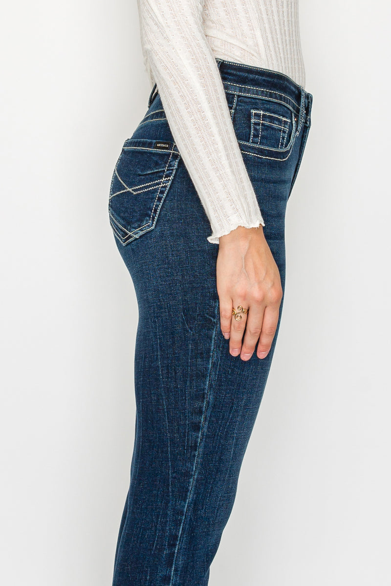 AT2106BTDT - TUMMY CONTROL HIGH RISE SLIM FLARE JEANS  *Signature*