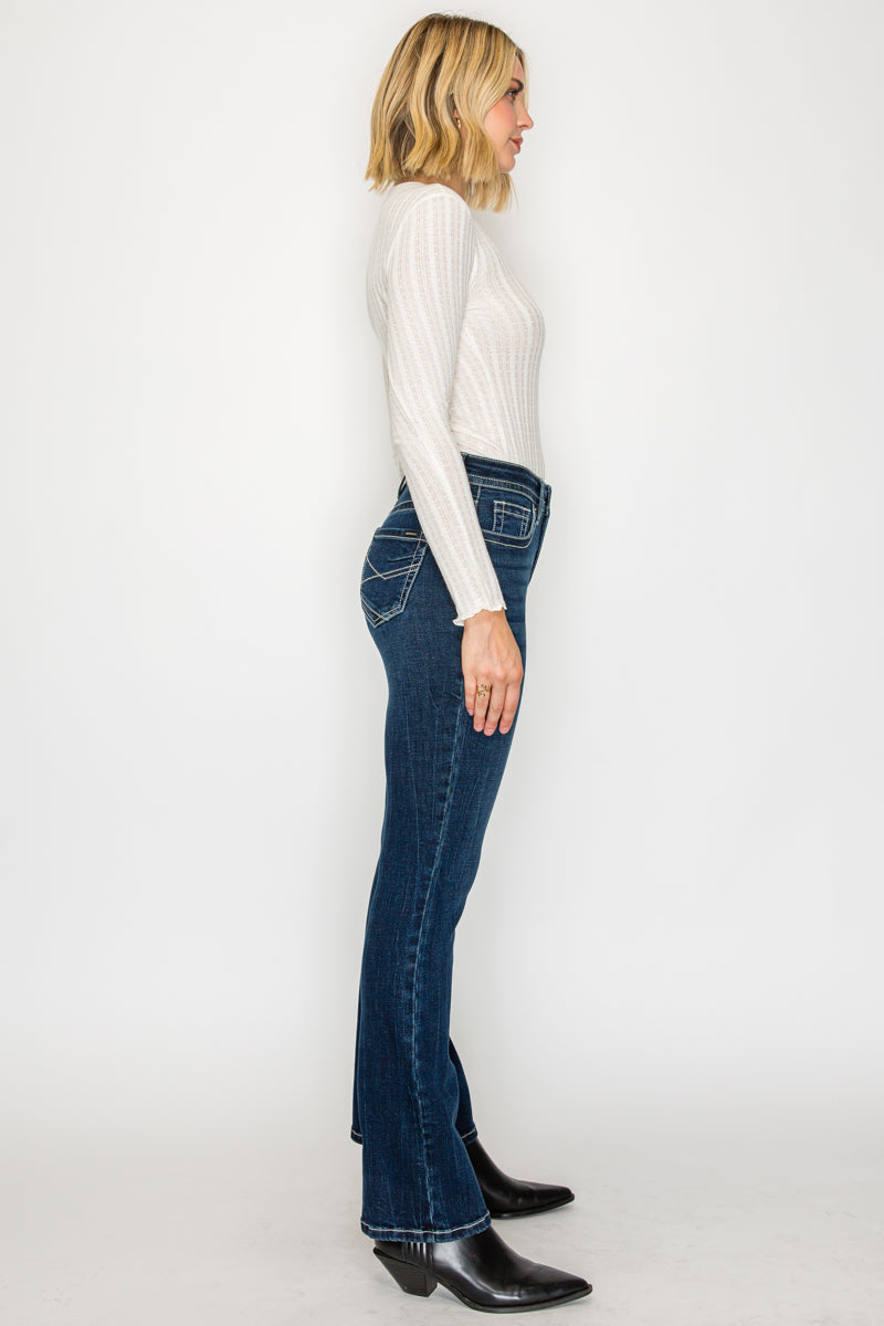 AT2106BTDT - TUMMY CONTROL HIGH RISE SLIM FLARE JEANS  *Signature*