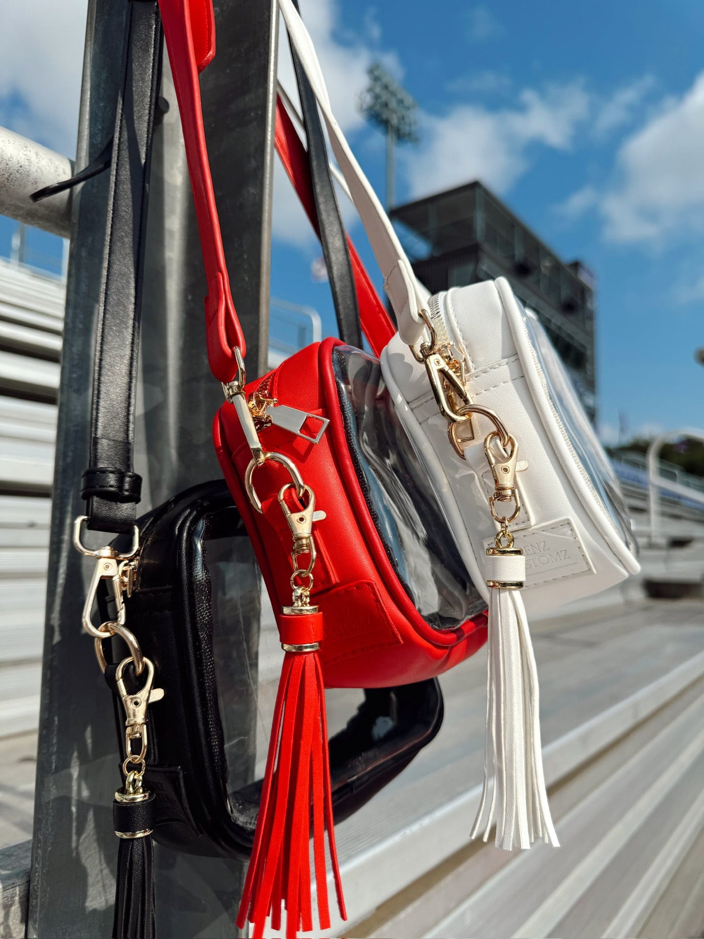 Red Stadium Approved Clear Purse With Tassle