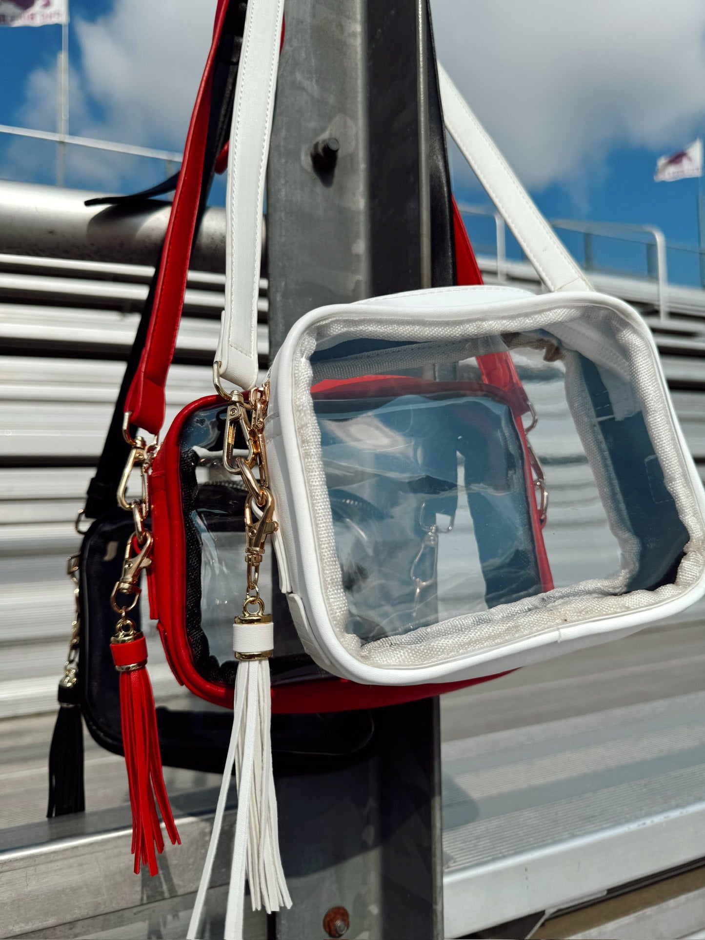Red Stadium Approved Clear Purse With Tassle