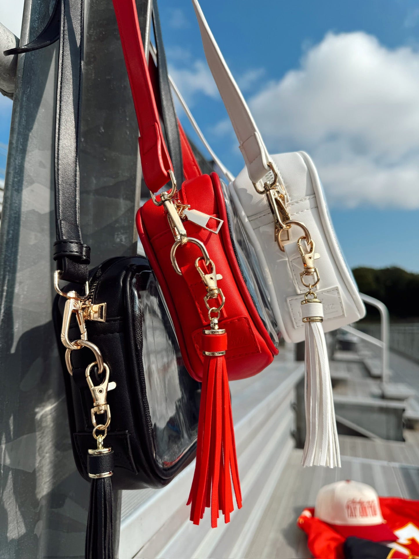 Red Stadium Approved Clear Purse With Tassle
