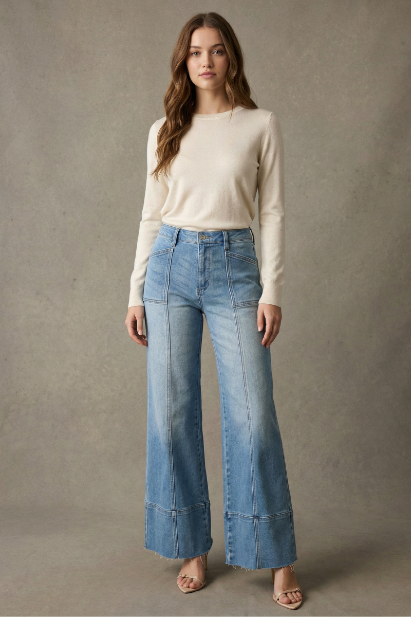 Eco Friendly Fabric Tummy Control Slim Palazzo Jeans