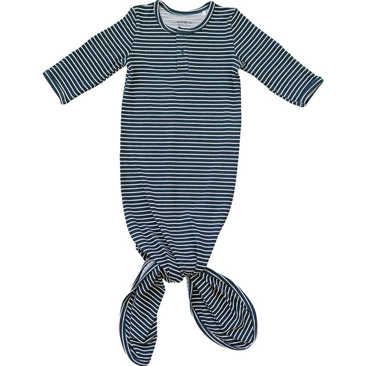 Navy Stripes Bamboo Knot Gown