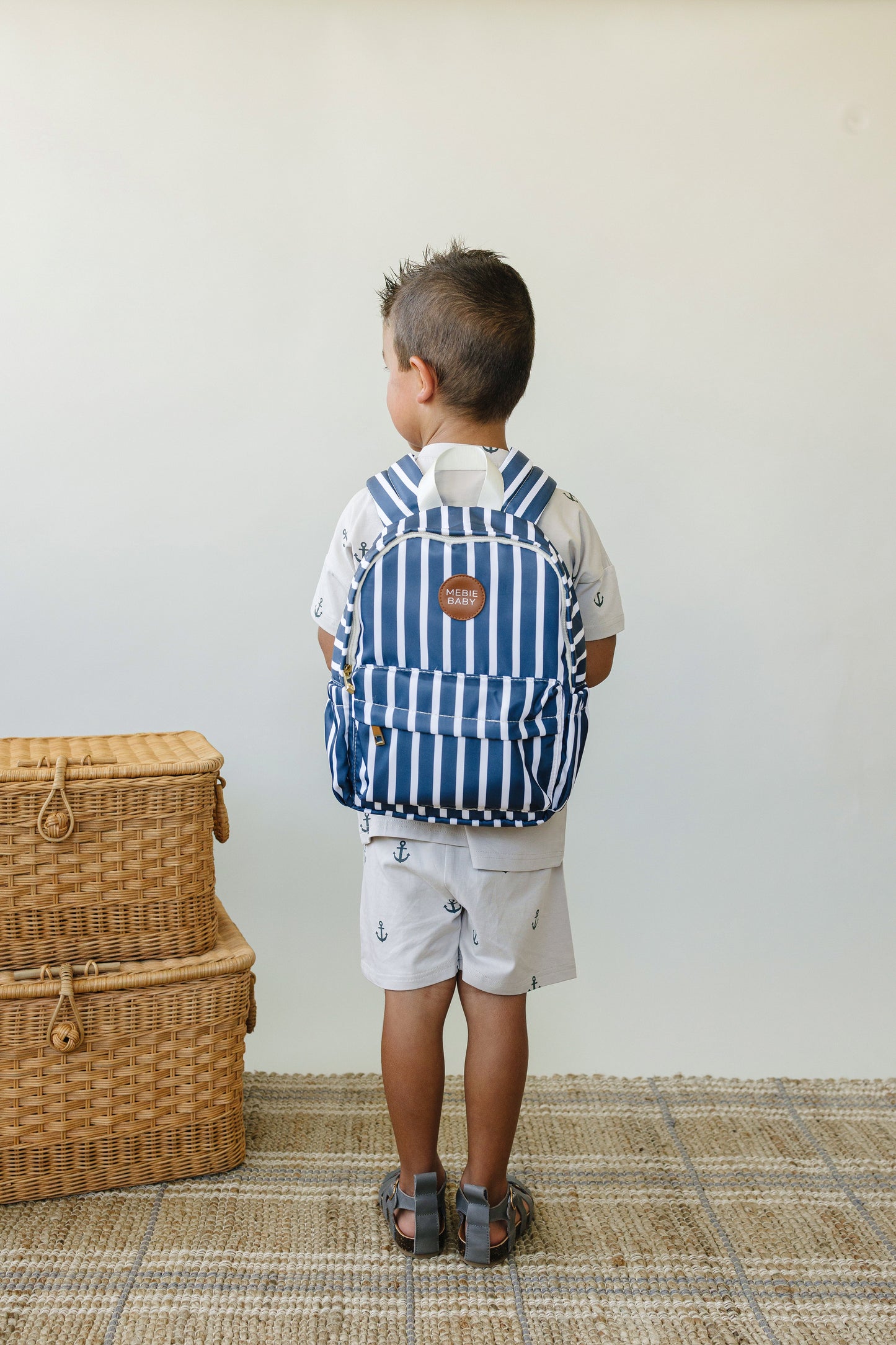 Navy Stripe Mini Backpack