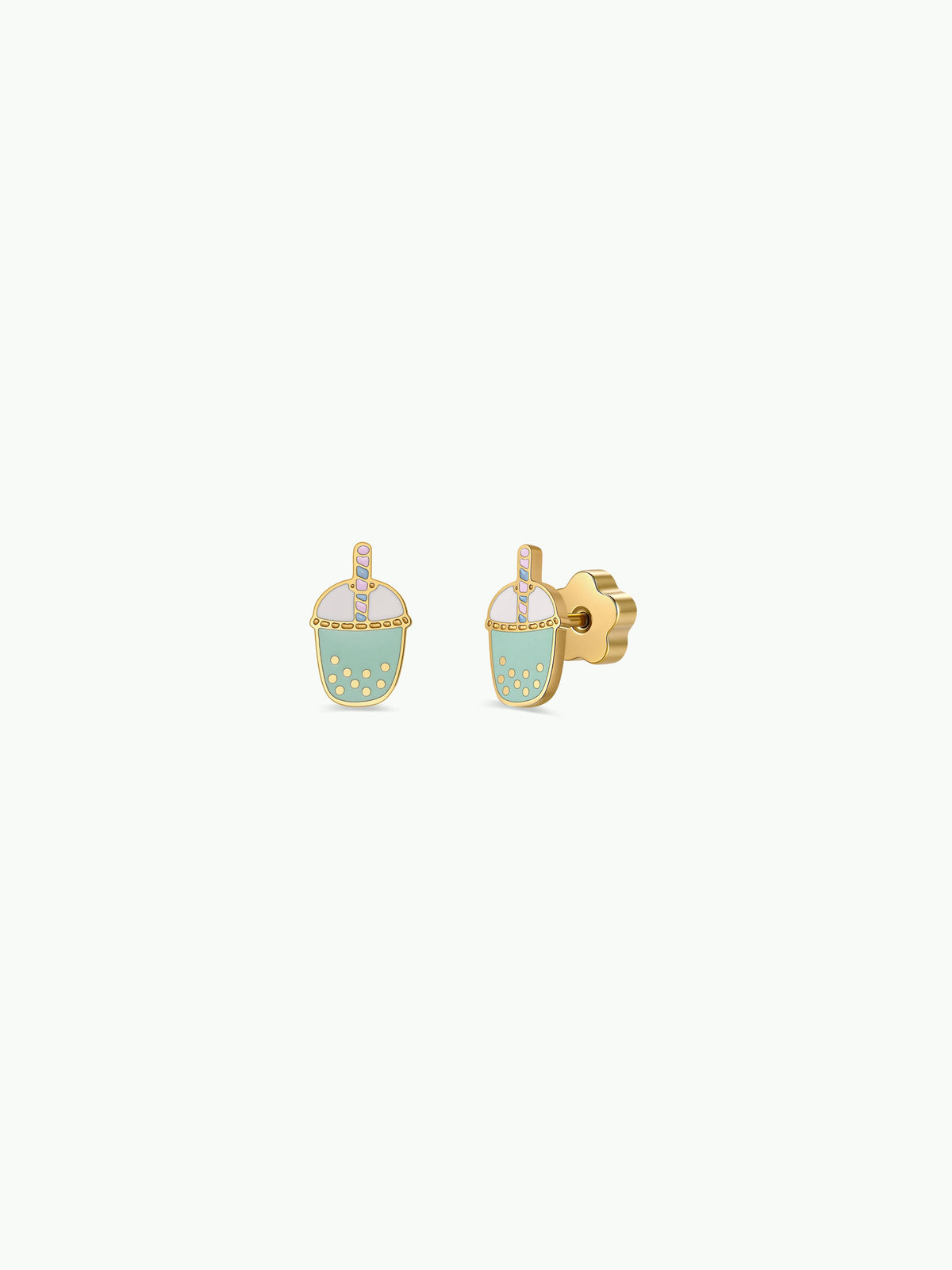 JaxKelly - Matcha Enamel Flat Back Kids Earrings