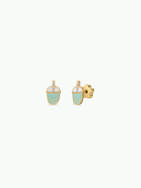 JaxKelly - Matcha Enamel Flat Back Kids Earrings