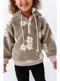 Taupe Floral Sherpa Hoodie