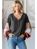 FINAL SALE-Plus Waffle Knit Color Block Top