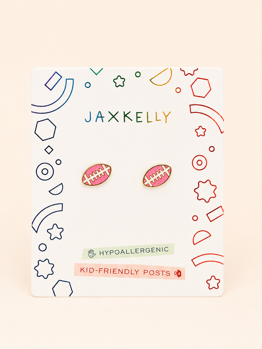 JaxKelly - Football Enamel Flat Back Kids Earrings