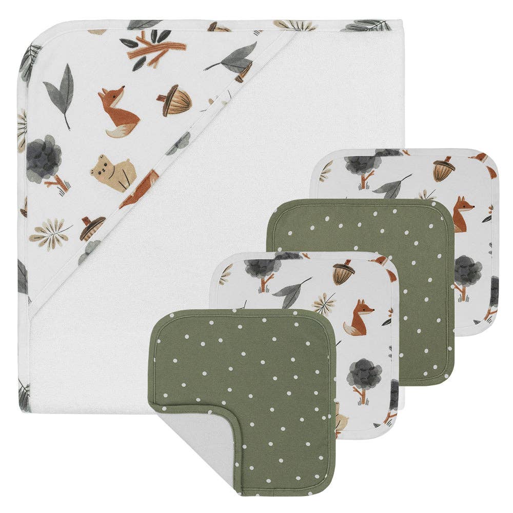 Living Textiles - 5pc 100% Cotton Bath Gift Set | Forest Retreat