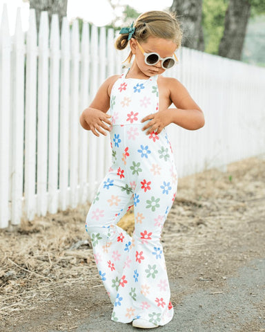 Andi Pleated Bell Bottom Jumpsuit - Summer Blooms