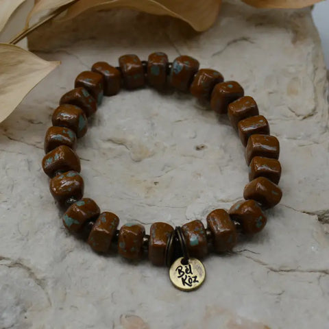 FINAL SALE - Sea Green Square Clay Bead Bracelet (Give Me Jesus)