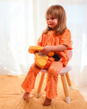 Groovy Pink and Orange Floral Bell Sleeve Top for Baby Toddler Girls