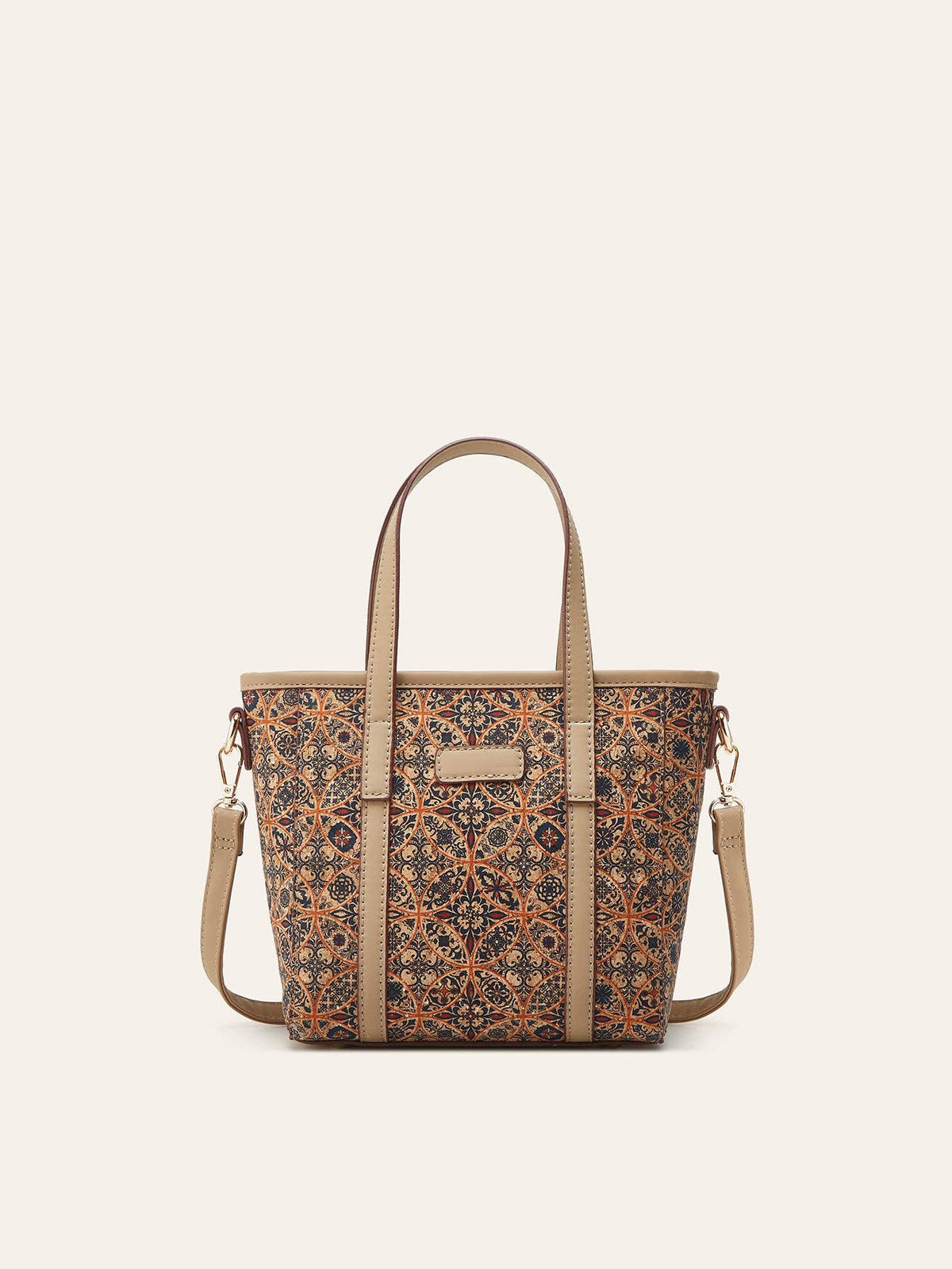 Golden Hour Boutique - Bohemian Print Cork Tote Bag Stylish Casual Shoulder Bag