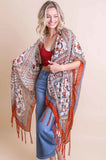 Bohemian Diamond Tassel Kimono Ponchos Rust