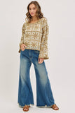 PRE-ORDER MID-RISE WIDE-LEG FRAYED HEM DENIM JEANS
