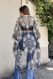 Contrast Mesh Cotton Lace Kimono