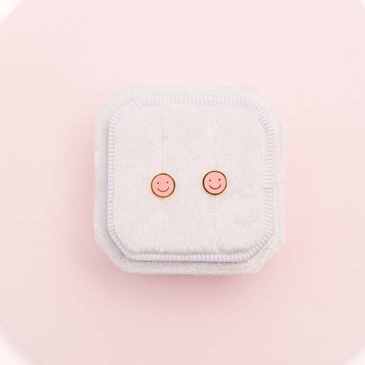 FINAL SALE Pink Smiley Stud Earrings