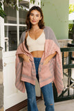 Dual-Toned Striped Wrap with Arm Openings Ponchos One Size /